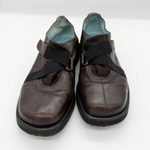 Thierry Rabotin Brown Genuine Leather Crisscross Hook & Loop Strap Comfort 37.5